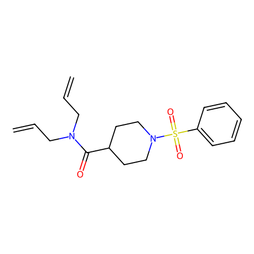 1-(phenylsulfonyl)-N,N-di(prop-2-en-1-yl)piperidine-4-carboxamide structure