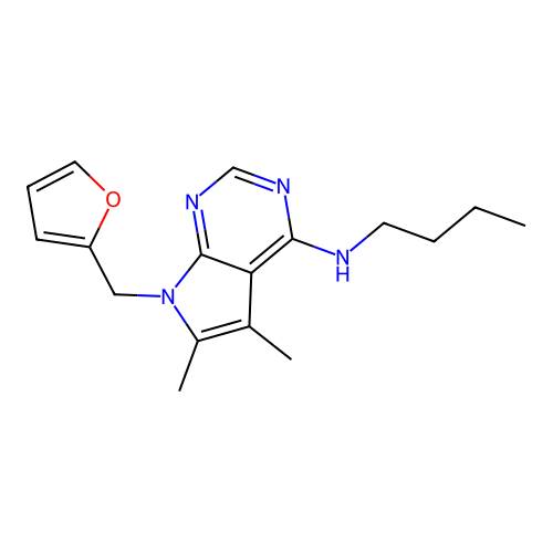 N-butyl-7-(furan-2-ylmethyl)-5,6-dimethyl-7H-pyrrolo[2,3-d]pyrimidin-4-amine structure