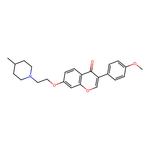 3-(4-methoxyphenyl)-7-(2-(4-methylpiperidin-1-yl)ethoxy)-4H-chromen-4-one structure