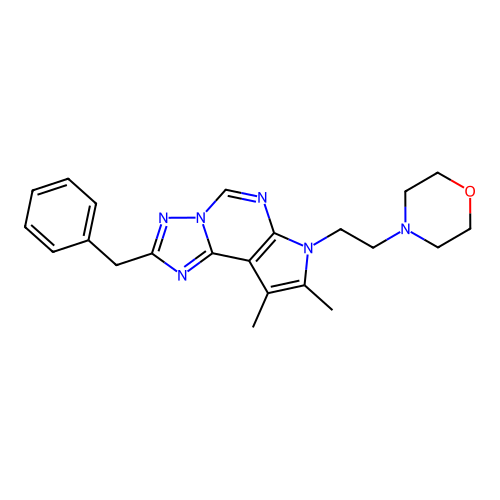 2-benzyl-8,9-dimethyl-7-[2-(morpholin-4-yl)ethyl]-7H-pyrrolo[3,2-e][1,2,4]triazolo[1,5-c]pyrimidine structure