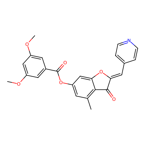 (Z)-4-methyl-3-oxo-2-(pyridin-4-ylmethylene)-2,3-dihydrobenzofuran-6-yl 3,5-dimethoxybenzoate structure