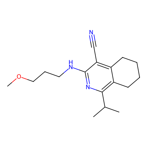 3-(3-methoxypropylamino)-1-propan-2-yl-5,6,7,8-tetrahydroisoquinoline-4-carbonitrile structure