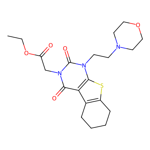 ethyl 2-(1-(2-morpholinoethyl)-2,4-dioxo-1,2,5,6,7,8-hexahydrobenzo[4,5]thieno[2,3-d]pyrimidin-3(4H)-yl)acetate structure