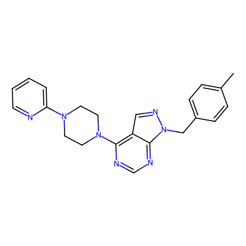 1-(4-methylbenzyl)-4-[4-(pyridin-2-yl)piperazin-1-yl]-1H-pyrazolo[3,4-d]pyrimidine structure