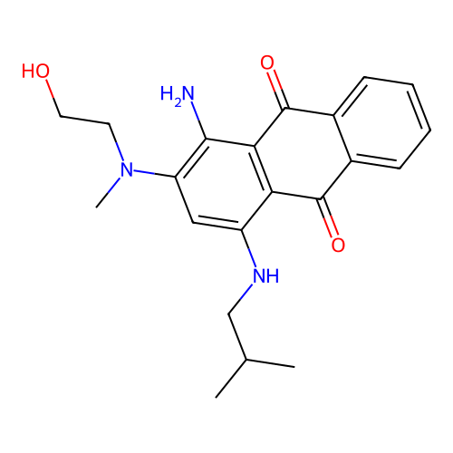1-amino-2-((2-hydroxyethyl)(methyl)amino)-4-(isobutylamino)anthracene-9,10-dione structure