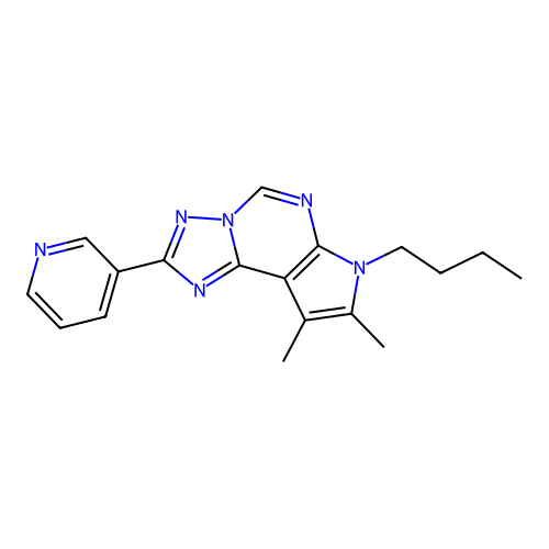 7-butyl-8,9-dimethyl-2-(pyridin-3-yl)-7H-pyrrolo[3,2-e][1,2,4]triazolo[1,5-c]pyrimidine structure