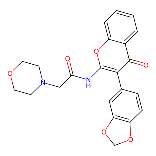 N-(3-(benzo[d][1,3]dioxol-5-yl)-4-oxo-4H-chromen-2-yl)-2-morpholinoacetamide structure