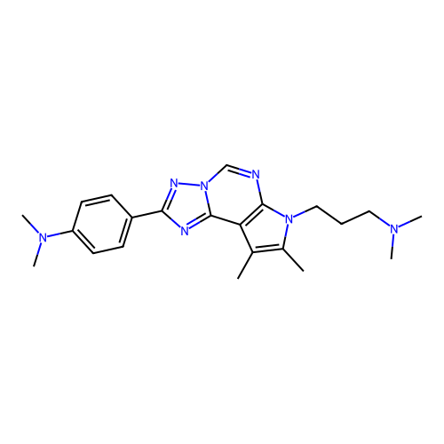 4-(7-(3-(dimethylamino)propyl)-8,9-dimethyl-7H-pyrrolo[3,2-e][1,2,4]triazolo[1,5-c]pyrimidin-2-yl)-N,N-dimethylaniline structure