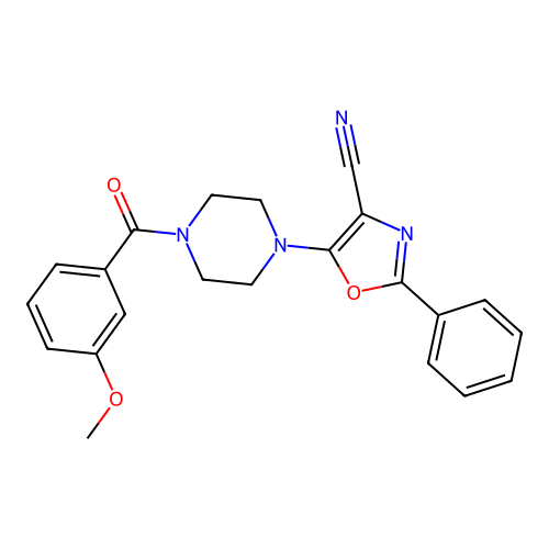 5-(4-(3-Methoxybenzoyl)piperazin-1-yl)-2-phenyloxazole-4-carbonitrile structure