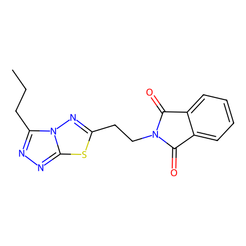 2-(2-(3-propyl-[1,2,4]triazolo[3,4-b][1,3,4]thiadiazol-6-yl)ethyl)isoindoline-1,3-dione structure