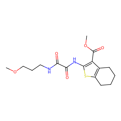 methyl 2-({[(3-methoxypropyl)amino](oxo)acetyl}amino)-4,5,6,7-tetrahydro-1-benzothiophene-3-carboxylate structure