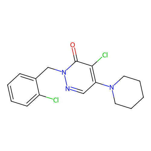 4-chloro-2-(2-chlorobenzyl)-5-(piperidin-1-yl)pyridazin-3(2H)-one structure