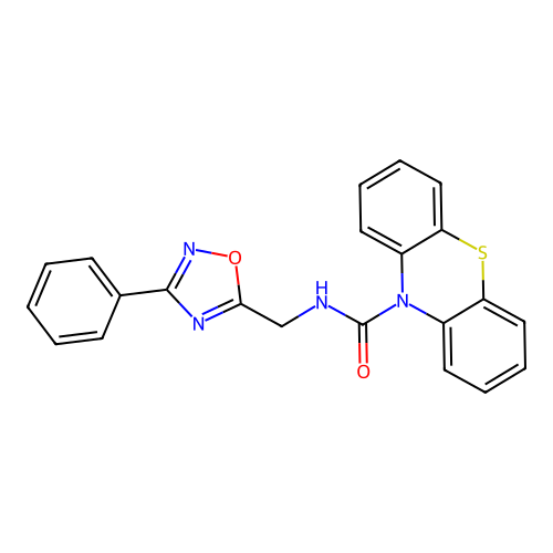 N-((3-phenyl-1,2,4-oxadiazol-5-yl)methyl)-10H-phenothiazine-10-carboxamide structure