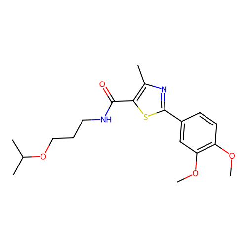 2-(3,4-dimethoxyphenyl)-4-methyl-N-(3-propan-2-yloxypropyl)-1,3-thiazole-5-carboxamide structure