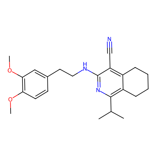 3-[2-(3,4-dimethoxyphenyl)ethylamino]-1-propan-2-yl-5,6,7,8-tetrahydroisoquinoline-4-carbonitrile structure