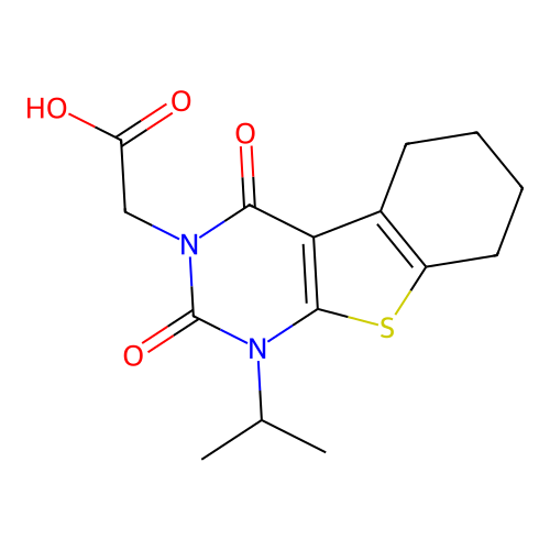 2-(1-isopropyl-2,4-dioxo-1,2,5,6,7,8-hexahydrobenzo[4,5]thieno[2,3-d]pyrimidin-3(4H)-yl)acetic acid structure