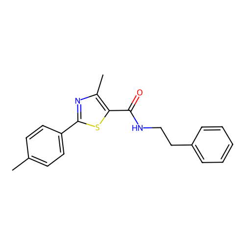 4-methyl-2-(4-methylphenyl)-N-(2-phenylethyl)-1,3-thiazole-5-carboxamide structure