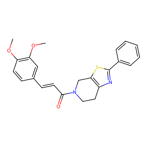 (2E)-3-(3,4-dimethoxyphenyl)-1-(2-phenyl-6,7-dihydro[1,3]thiazolo[5,4-c]pyridin-5(4H)-yl)prop-2-en-1-one structure