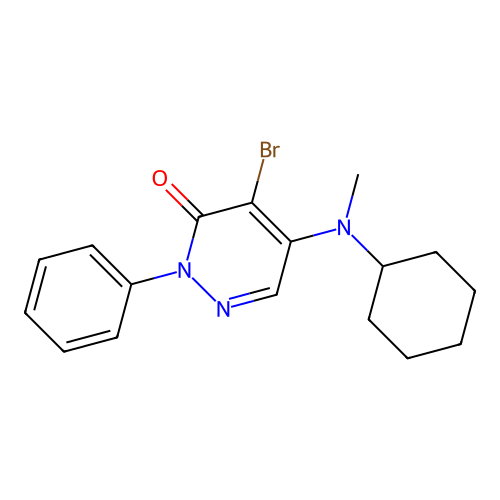 4-bromo-5-(cyclohexyl(methyl)amino)-2-phenylpyridazin-3(2H)-one structure