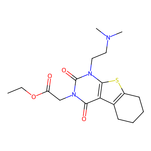 ethyl 2-(1-(2-(dimethylamino)ethyl)-2,4-dioxo-1,2,5,6,7,8-hexahydrobenzo[4,5]thieno[2,3-d]pyrimidin-3(4H)-yl)acetate structure