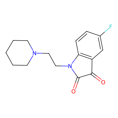 5-fluoro-1-[2-(piperidin-1-yl)ethyl]-1H-indole-2,3-dione structure