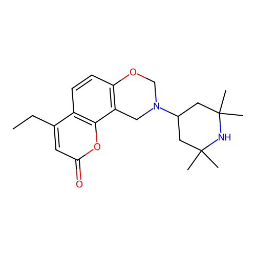 4-ethyl-9-(2,2,6,6-tetramethylpiperidin-4-yl)-8,10-dihydropyrano[2,3-f][1,3]benzoxazin-2-one structure