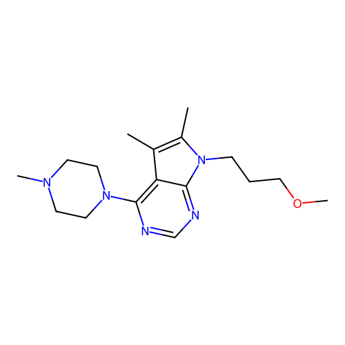 7-(3-methoxypropyl)-5,6-dimethyl-4-(4-methylpiperazin-1-yl)-7H-pyrrolo[2,3-d]pyrimidine structure