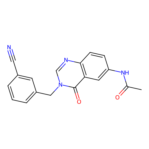 N-(3-(3-cyanobenzyl)-4-oxo-3,4-dihydroquinazolin-6-yl)acetamide structure
