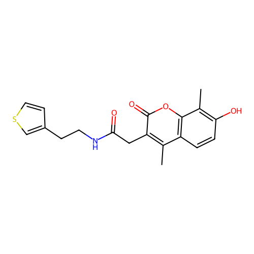 2-(7-hydroxy-4,8-dimethyl-2-oxo-2H-chromen-3-yl)-N-(2-(thiophen-3-yl)ethyl)acetamide structure