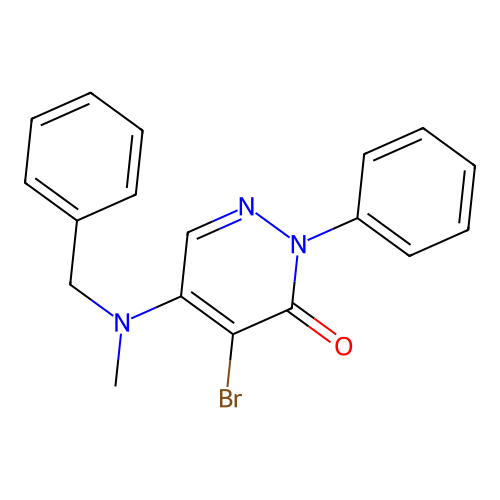 5-(benzyl(methyl)amino)-4-bromo-2-phenylpyridazin-3(2H)-one structure