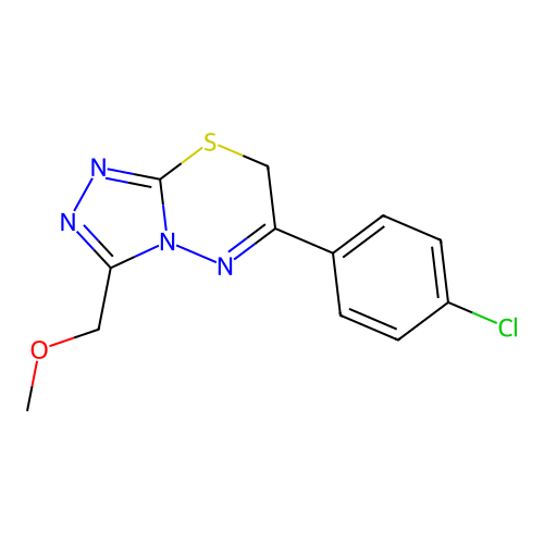 6-(4-chlorophenyl)-3-(methoxymethyl)-7H-[1,2,4]triazolo[3,4-b][1,3,4]thiadiazine structure