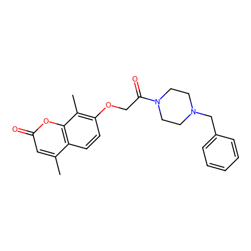 7-[2-(4-benzylpiperazino)-2-oxoethoxy]-4,8-dimethyl-2H-chromen-2-one structure