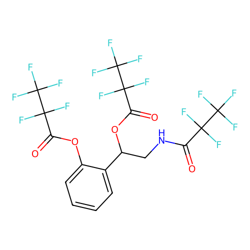 Pentafluoropropanoic acid 2-[1-(2,2,3,3,3-pentafluoro-1-oxopropoxy)-2-[(2,2,3,3,3-pentafluoro-1-oxopropyl)amino]ethyl]phenyl ester structure