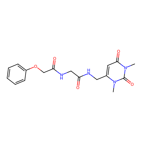 N-((1,3-dimethyl-2,6-dioxo-1,2,3,6-tetrahydropyrimidin-4-yl)methyl)-2-(2-phenoxyacetamido)acetamide structure