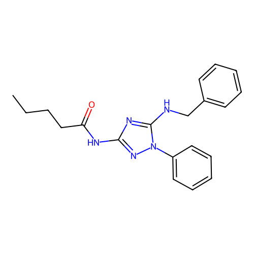 N-(5-(benzylamino)-1-phenyl-1H-1,2,4-triazol-3-yl)pentanamide structure