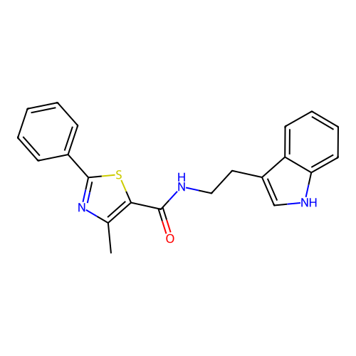 N-[2-(1H-indol-3-yl)ethyl]-4-methyl-2-phenyl-1,3-thiazole-5-carboxamide structure