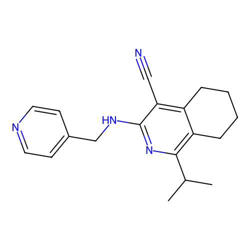 1-propan-2-yl-3-(pyridin-4-ylmethylamino)-5,6,7,8-tetrahydroisoquinoline-4-carbonitrile structure