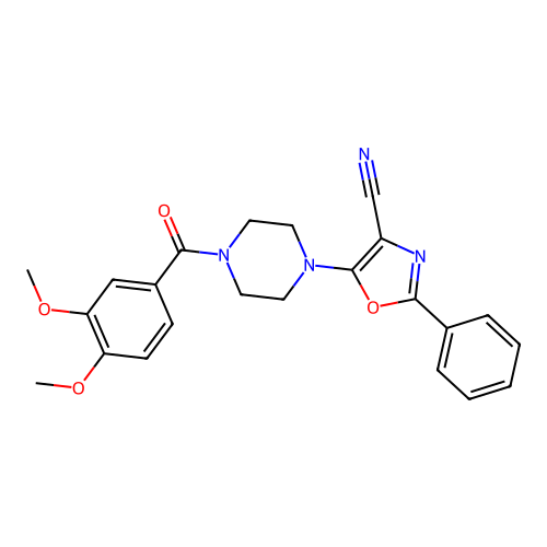 5-(4-(3,4-Dimethoxybenzoyl)piperazin-1-yl)-2-phenyloxazole-4-carbonitrile structure