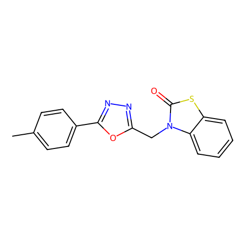 3-((5-(p-tolyl)-1,3,4-oxadiazol-2-yl)methyl)benzo[d]thiazol-2(3H)-one structure
