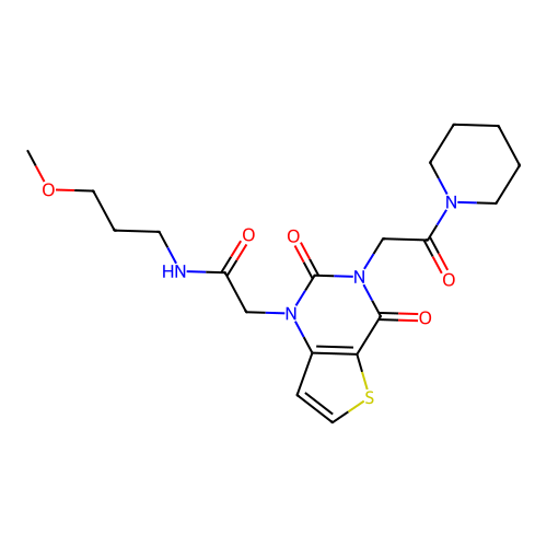 2-(2,4-dioxo-3-(2-oxo-2-(piperidin-1-yl)ethyl)-3,4-dihydrothieno[3,2-d]pyrimidin-1(2H)-yl)-N-(3-methoxypropyl)acetamide structure
