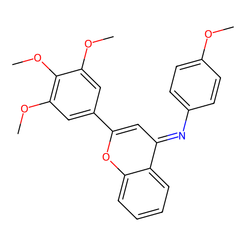 (E)-4-methoxy-N-(2-(3,4,5-trimethoxyphenyl)-4H-chromen-4-ylidene)aniline structure