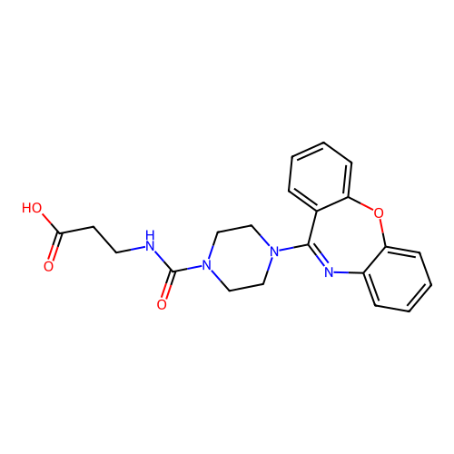 3-[(4-Benzo[b][1,4]benzoxazepin-6-ylpiperazine-1-carbonyl)amino]propanoic acid structure