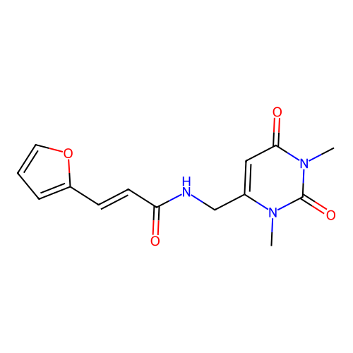 (E)-N-((1,3-dimethyl-2,6-dioxo-1,2,3,6-tetrahydropyrimidin-4-yl)methyl)-3-(furan-2-yl)acrylamide structure