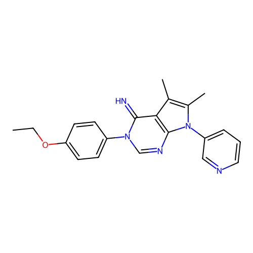 3-(4-ethoxyphenyl)-5,6-dimethyl-7-(pyridin-3-yl)-3,7-dihydro-4H-pyrrolo[2,3-d]pyrimidin-4-imine structure