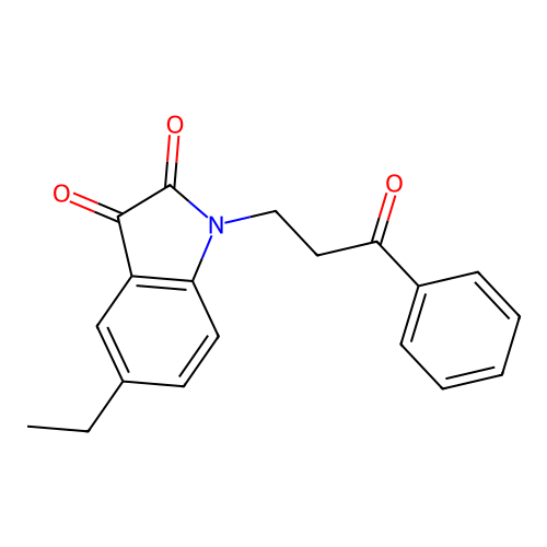 5-ethyl-1-(3-oxo-3-phenylpropyl)-1H-indole-2,3-dione structure