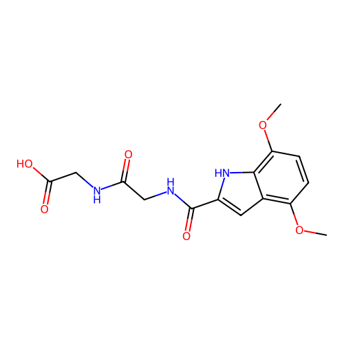 N-[(4,7-dimethoxy-1H-indol-2-yl)carbonyl]glycylglycine structure