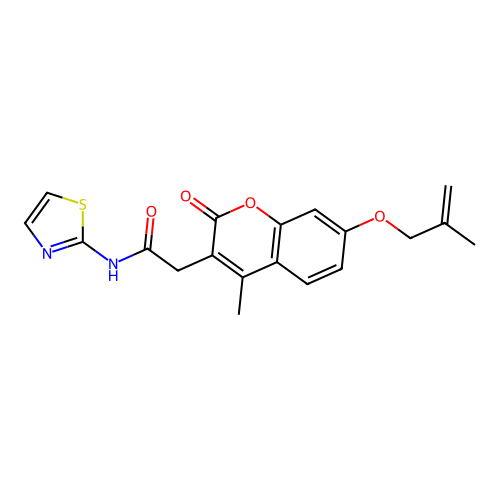2-(4-methyl-7-((2-methylallyl)oxy)-2-oxo-2H-chromen-3-yl)-N-(thiazol-2-yl)acetamide structure