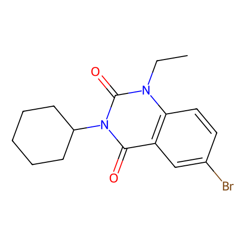 6-bromo-3-cyclohexyl-1-ethylquinazoline-2,4(1H,3H)-dione structure