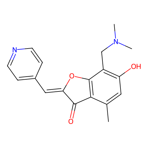 (Z)-7-((dimethylamino)methyl)-6-hydroxy-4-methyl-2-(pyridin-4-ylmethylene)benzofuran-3(2H)-one structure