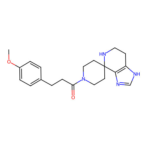 3-(4-methoxyphenyl)-1-(1,5,6,7-tetrahydrospiro[imidazo[4,5-c]pyridine-4,4'-piperidin]-1'-yl)propan-1-one structure